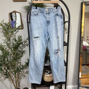 PacSun Blue Straight Leg Jeans with Vintage Distressing size 31